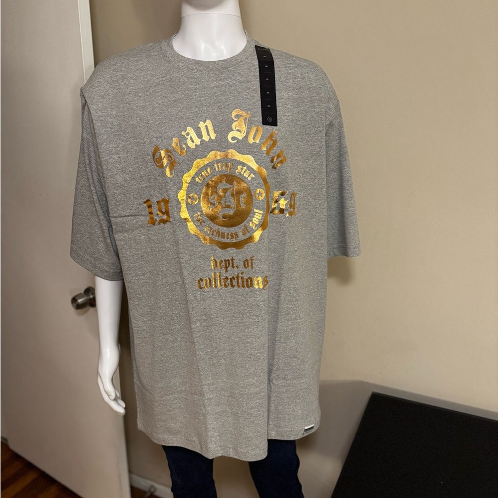 Sean John Gray and Gold Short Sleeve Tee